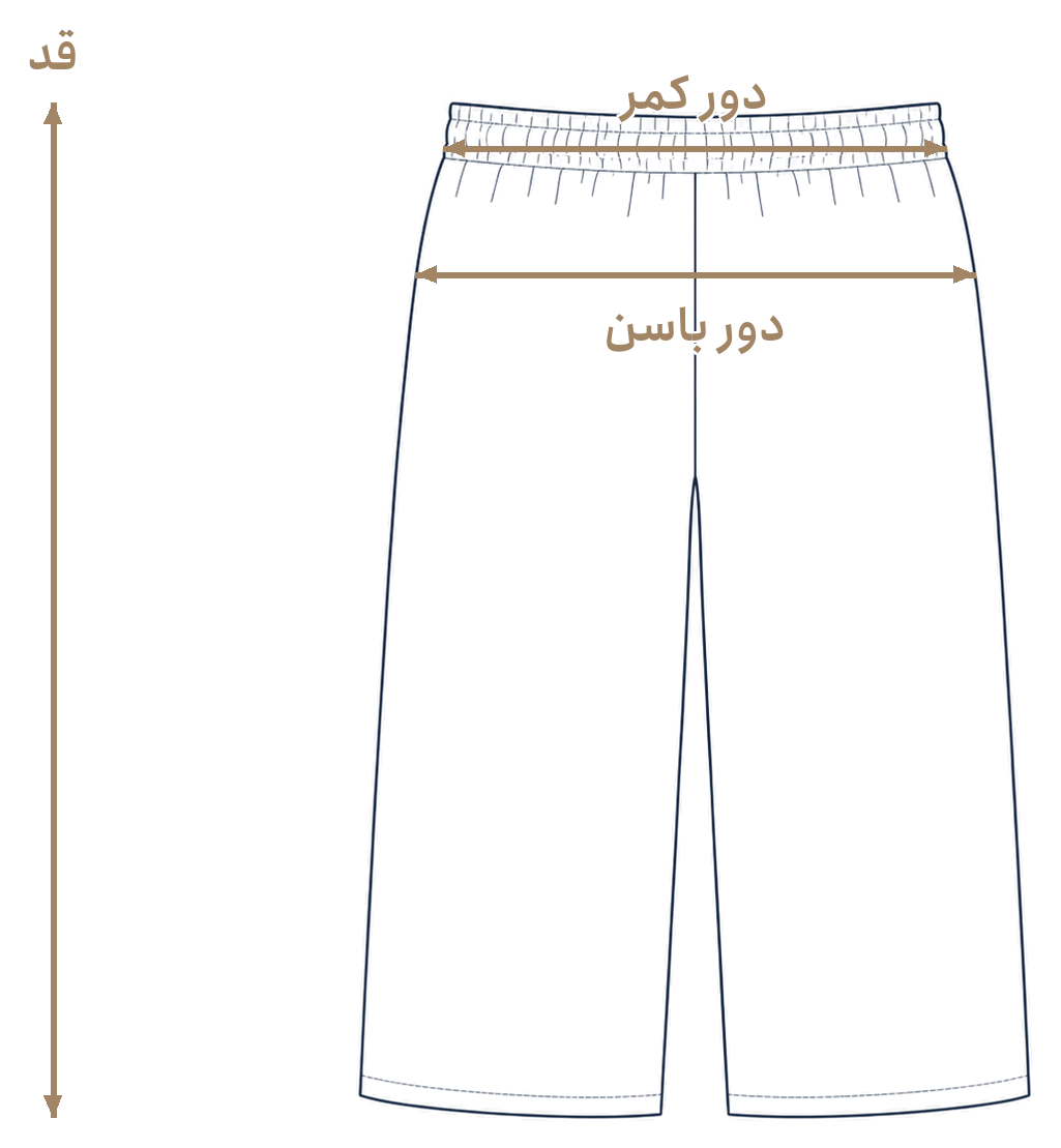 نمودار اندازهگیری شلوارک مردانه سهراب