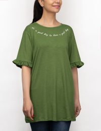 تیشرت زنانه آستین چین دار سایز بزرگ