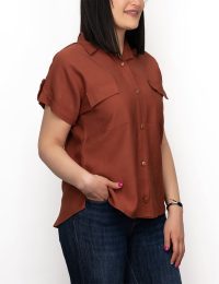 شومیز زنانه آستین پاکتی دو جیب - تصویر 2