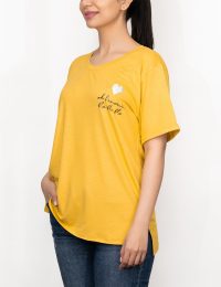 تیشرت زنانه آستین پاکتی قلب براق - تصویر 3