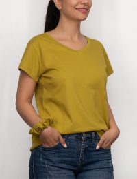 تیشرت زنانه بیسیک یقه هفت فلور