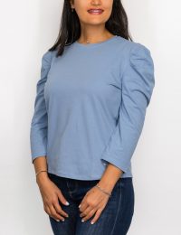 بلوز یقه گرد سرشانه چین دار ساده