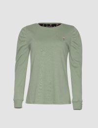 بلوز سرشانه چین دار آستین سه دکمه - تصویر 2