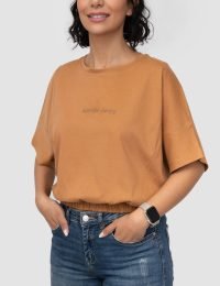 تیشرت کراپ زنانه پایین گت دار
