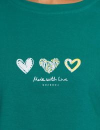 تیشرت زنانه آستین دو لایه چاپ قلب - تصویر 2