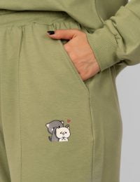 شلوار زنانه راسته استیکر گربه - تصویر 2