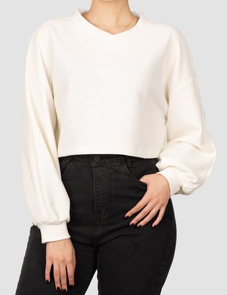 بلوز کراپ زنانه یقه هفت بیسکویتی