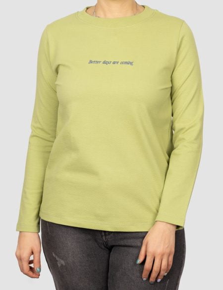 بلوز زنانه یقه گرد گلدوزی برفین