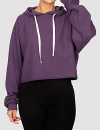 هودی کراپ زنانه آستین رگلان روشنک