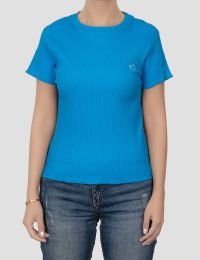 تیشرت زنانه یقه گرد گلدوزی دو قلب