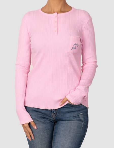 بلوز زنانه یقه گرد جیب دار پرینام