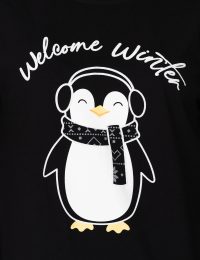 بلوز زنانه چاپدار پنگوئن و برف - تصویر 2