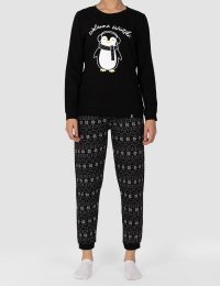 بلوز زنانه چاپدار پنگوئن و برف - تصویر 4