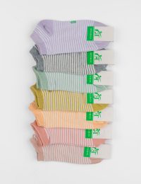 جوراب زنانه مچی راه راه سفید - تصویر 2