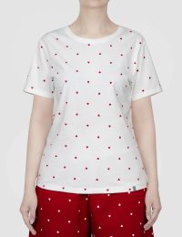 تیشرت زنانه چاپدار قلب قرمز