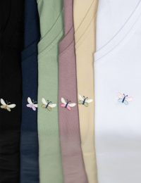 تیشرت زنانه گلدوزی پروانه زیبا - تصویر 2